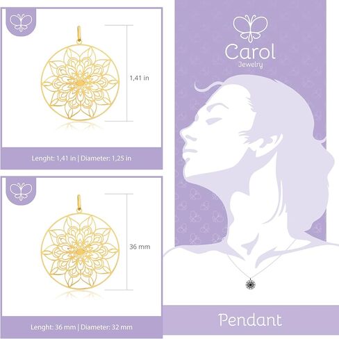 قلادة على شكل ماندالا من الذهب الأصفر الخالص عيار 14 قيراط للنساء من كارول مجوهرات in Kuwait