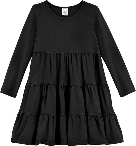 City Threads Girls' Super Soft Cotton Long Sleeve Tiered Dress Princess Made in USA in Kuwait