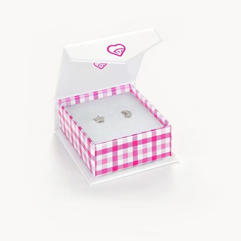 925 Sterling Silver Cubic Zirconia Moon & Star Screw Back Earrings For Girls and Teens - Screw Back Locking Excellent for Little Girls - Gorgeous CZ Cluster Star Earrings for Girls in Saudi Arabia