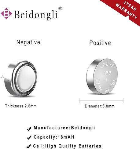 Beidongli SR626SW بطاريات الساعة 377 376 LR626 AG4 1.55 فولت بطاريات بديلة من أكسيد الفضة 20 حزمة in Kuwait
