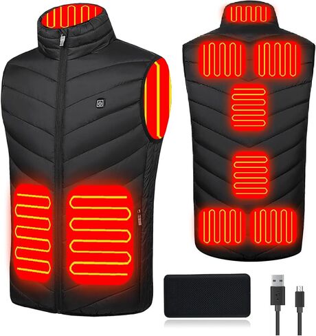 سترة Jaoruizer ساخنة للرجال والنساء، سترة قابلة لإعادة الشحن وتدفئة 9 مناطق تسخين خفيفة الوزن ودافئة سترة كهربائية ساخنة (XL) in Kuwait