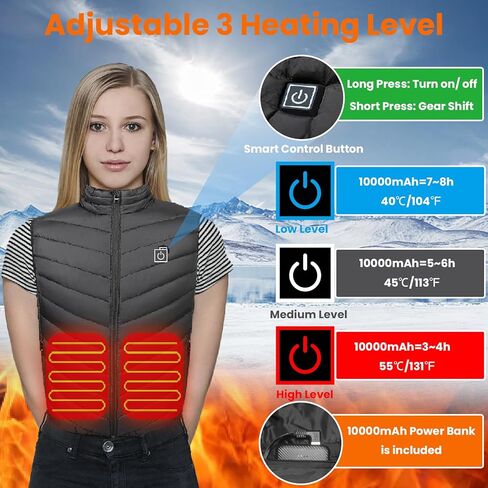 سترة Jaoruizer ساخنة للرجال والنساء، سترة قابلة لإعادة الشحن وتدفئة 9 مناطق تسخين خفيفة الوزن ودافئة سترة كهربائية ساخنة (XL) in Kuwait