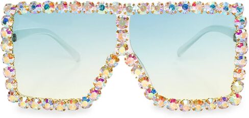 Xpectrum Extra Large Square Elton Crystal Sunglasses Bling Rhinestone Concert Glasses in Kuwait