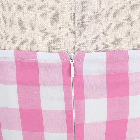 50s Plaid Halter Dresses for Women Vintage Pink Rockabilly Dresses 1950 Polka Dot Swing Dresses Pin Up Knee Length Dress in Kuwait