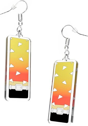 Uncommon cute weird earrings from anime demon slayer for women and men kawaii accessories for teen girls and boys hot quirky items yellow trend jewelry for zenitsu costume cosplay in Saudi Arabia
