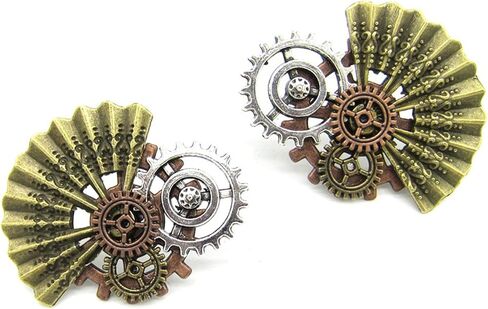 DAMLENG Steampunk خمر الأقراط الأعمال اليدوية الفريدة الرجعية ساعة ترس القرط العتيقة مزيج من لهجة أقراط للنساء الرجال in Kuwait