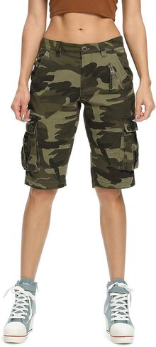 Lanesra Women's Bermuda Cargo Shorts,Multi-Pockets Camouflage Casual Shorts in Kuwait