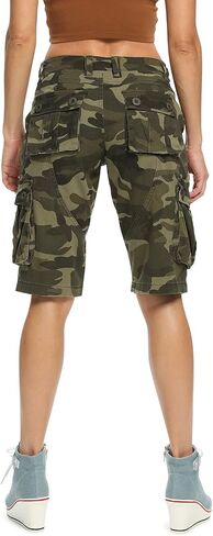Lanesra Women's Bermuda Cargo Shorts,Multi-Pockets Camouflage Casual Shorts in Kuwait