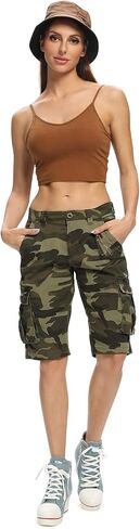 Lanesra Women's Bermuda Cargo Shorts,Multi-Pockets Camouflage Casual Shorts in Kuwait