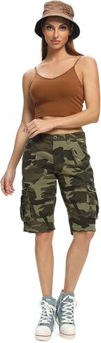 Lanesra Women's Bermuda Cargo Shorts,Multi-Pockets Camouflage Casual Shorts in Kuwait