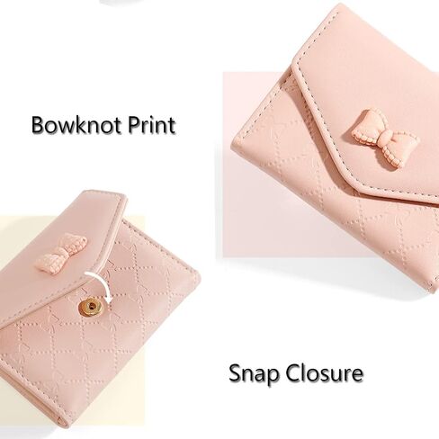 Small Wallets for Girls Cute Bear Print Wallet Small Tri-folded Wallet Cash Pocket Card Holder ID Window Purse for Women (Beige) in Kuwait