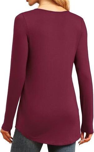 LAOLASI Womens Long Sleeve Tunic Tops V Neck Casual Dressy T Shirts Loose Fit Wear with Leggings Blouses Fall Tops for Women in Kuwait