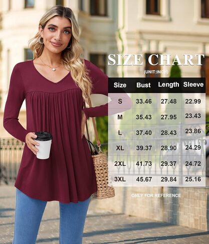 LAOLASI Womens Long Sleeve Tunic Tops V Neck Casual Dressy T Shirts Loose Fit Wear with Leggings Blouses Fall Tops for Women in Kuwait