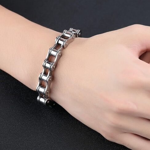 LAFATINA Bike Chain Bracelets for Men Fathers Day Stainless Steel Masculine Bicycle Bike Chain Bangle Wristband in Kuwait