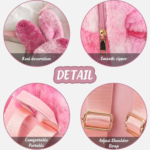 Lanpet Cute Bunny Backpacks for Women Rabbit Ears Backpack Fluffy Shoulder Bag Satchel in Saudi Arabia