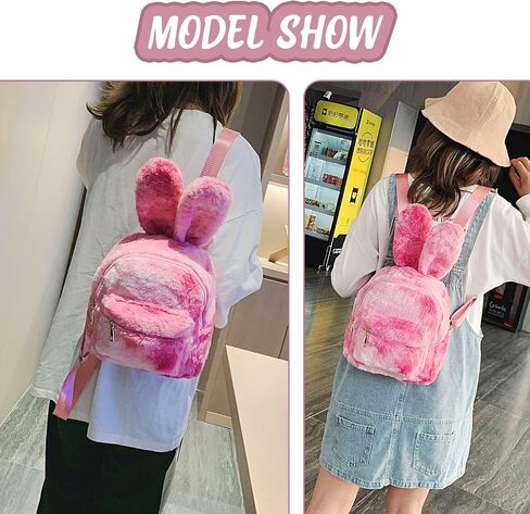 Lanpet Cute Bunny Backpacks for Women Rabbit Ears Backpack Fluffy Shoulder Bag Satchel in Saudi Arabia
