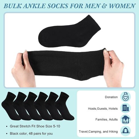 Tarpop 48 Pairs Men Quarter Ankle Socks Athletic Socks Moisture Wicking Bulk Crew Casual Sports in Kuwait