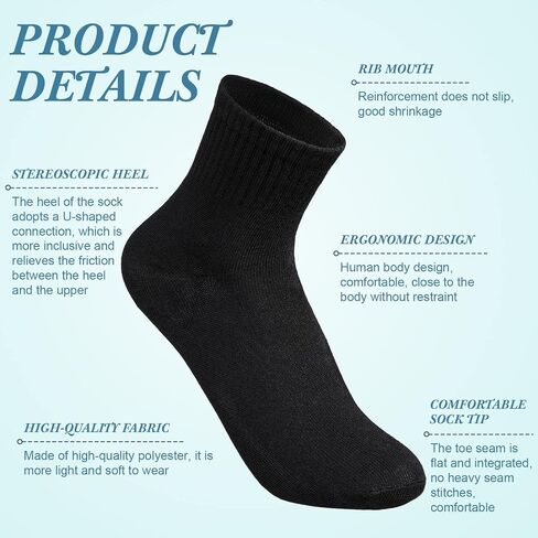 Tarpop 48 Pairs Men Quarter Ankle Socks Athletic Socks Moisture Wicking Bulk Crew Casual Sports in Kuwait