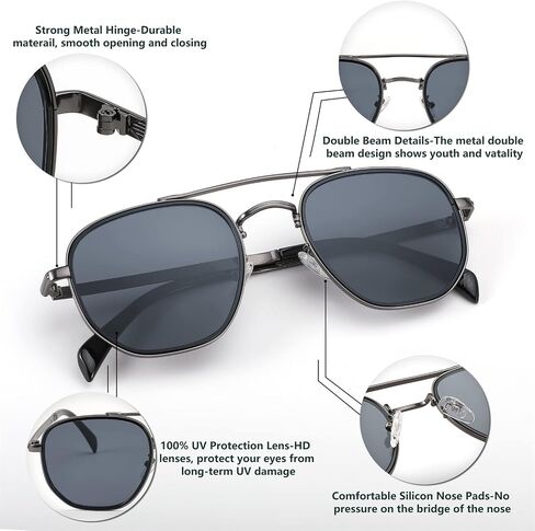 FEISEDY Sunglasses Aviator Men Women 70s Sun Glasses Square Frame UV400 Protection B2953 in Kuwait