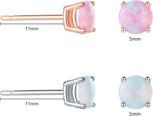 أقراط أوبال للنساء: أوبال لا يسبب الحساسية، أزرق وردي صغير، حجر القمر، ذهب عيار 18 قيراط، مجموعة مسامير مطلية بالفضة، أقراط زركونيا مكعبة للآذان الحساسة، هدية مجوهرات للنساء والفتيات in Kuwait