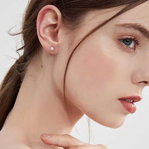 2mm Opal Stud Earrings Sterling Silver 925 Colorful Stone Tiny Ball Cartilage Earrings Tragus Studs Piercing Barbell Mini Small Earrings Dainty Jewelry Gifts for Women Girls Sensitive Ears in Kuwait