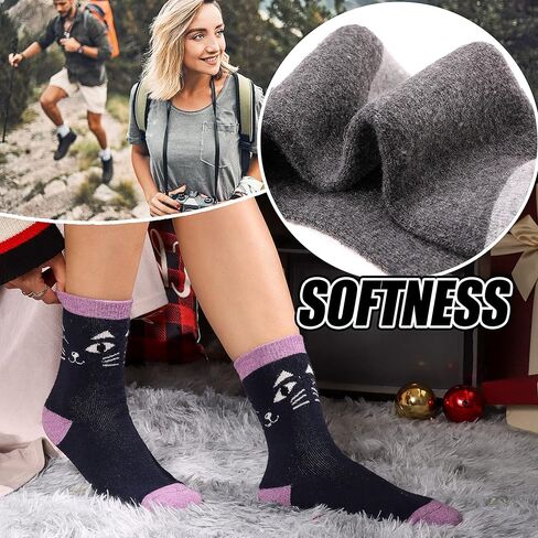 جوارب نسائية من الصوف تتسم بأنها سميكة حرارية ثقيلة زغبية مطبوع عليها للتمتع بشتاء دافئ - طقم للطقس البارد مكون من 5 أزواج in Kuwait