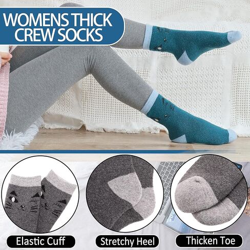 جوارب نسائية من الصوف تتسم بأنها سميكة حرارية ثقيلة زغبية مطبوع عليها للتمتع بشتاء دافئ - طقم للطقس البارد مكون من 5 أزواج in Kuwait