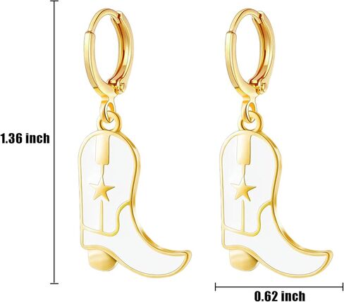 Cowboy Cowgirl Boots Hat Earrings Jewelry for Women, Cute Western Country Style Accessories Cow Boy Boot Rodeo Texas Dangle Drop Enamel Earring for Girls in Saudi Arabia