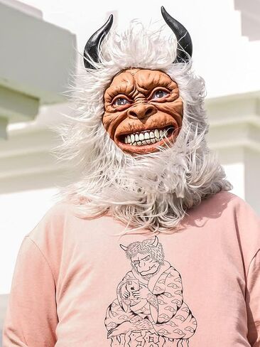 Tibetan Original Design The Unique Snowman Yeti Mask - Festivals, Costume Parties and Cosplay Decor for Adult White in Saudi Arabia