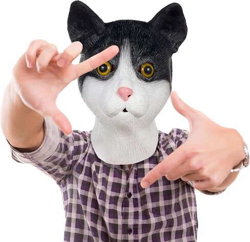 Bstask Cute Cat Mask, Novelty Adult Latex Animal Full Head Mask for Halloween Costume Cosplay Festival Party Props in Kuwait