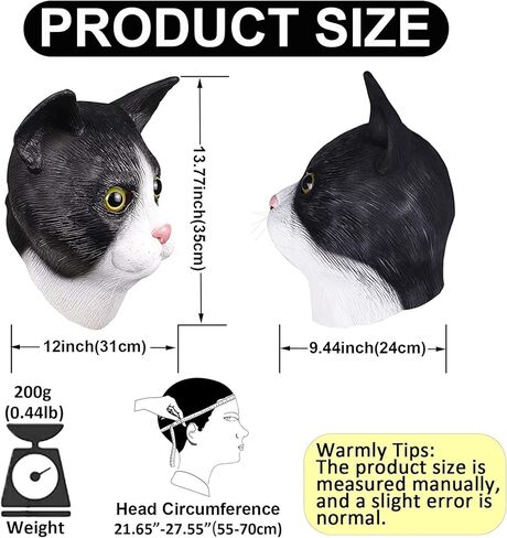 Bstask Cute Cat Mask, Novelty Adult Latex Animal Full Head Mask for Halloween Costume Cosplay Festival Party Props in Kuwait