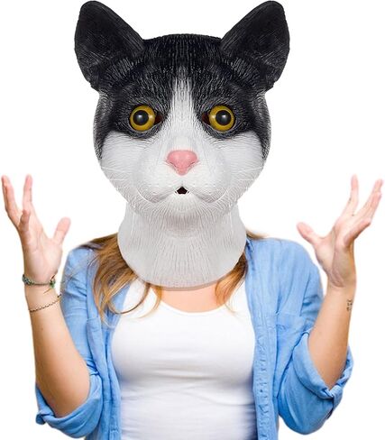 Bstask Cute Cat Mask, Novelty Adult Latex Animal Full Head Mask for Halloween Costume Cosplay Festival Party Props in Kuwait