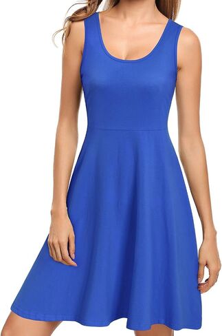 STYLEWORD Women's Summer Casual Sleeveless Scoop Neck Tank Dress A-Line Midi Sun Dresses in Kuwait