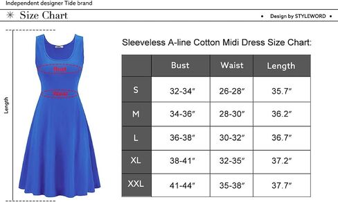STYLEWORD Women's Summer Casual Sleeveless Scoop Neck Tank Dress A-Line Midi Sun Dresses in Kuwait