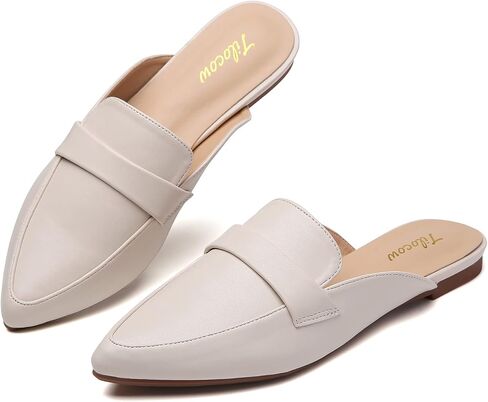 Tilocow Slip On Mules for Women Open Back Closed Pointed Toe Flats Womens Business Work Shoes Flavor Slides in Kuwait