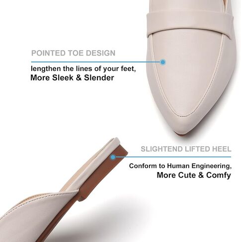 Tilocow Slip On Mules for Women Open Back Closed Pointed Toe Flats Womens Business Work Shoes Flavor Slides in Kuwait