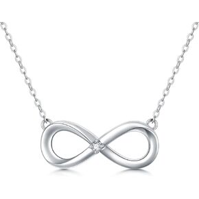 SISGEM Natural Diamond Infinity Necklace S925 Sterling Silver for Women Teen Girls,Dainty Infinity Pendant Necklace 2mm/0.02Ct. Solitaire Diamond Jewelry Gifts for Birthday Anniversary 18+2 inch in Saudi Arabia
