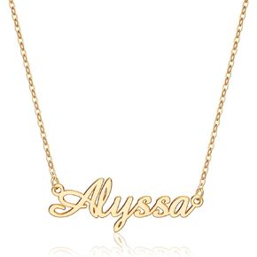 IEFLIFE Custom Name Necklace Personalized, 14K Gold Plated Personalized Name Necklace White Gold Plated Monogram Necklace Personalized Jewelry Name Plate Necklace Gifts for Women Girls