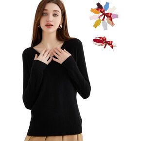 LINY XIN 100% Pure Cashmere Sweater for Women Sexy V Neck Fall Winter Warm Soft Lightweight Long Sleeve Knit Pullover in Kuwait
