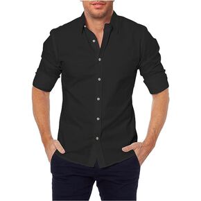 Nuofengkudu Oxford Stretch Shirts for Men Fit Formal Business Casual Dress Shirt in Kuwait