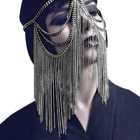 AIBEARTY Women Masquerade Metal Head Chain Mask Face Headwear Chain Jewelry for Party Nightclub Dance Halloween Cosplay in Kuwait