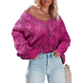Dokotoo Fall Sweaters Round Neck Crochet Hollow Out Cute Winter Pullover Sweaters for Women Trendy 2023