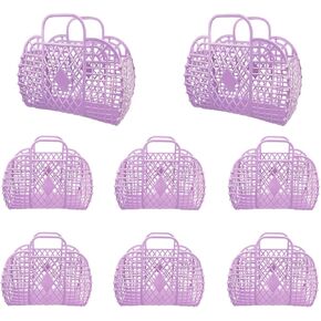 Quaocens 8 Pcs Jelly Purse Jelly Bags,Plastic Jelly Basket Purse Bags Beach Bag,Reusable Jelly Purse Tote Bag Pack for Kid Women（Purple） in Kuwait