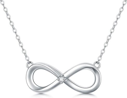SISGEM Natural Diamond Infinity Necklace S925 Sterling Silver for Women Teen Girls,Dainty Infinity Pendant Necklace 2mm/0.02Ct. Solitaire Diamond Jewelry Gifts for Birthday Anniversary 18+2 inch in Saudi Arabia