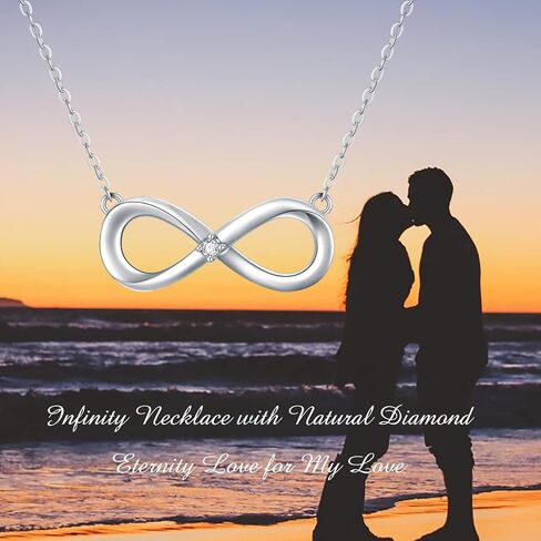 SISGEM Natural Diamond Infinity Necklace S925 Sterling Silver for Women Teen Girls,Dainty Infinity Pendant Necklace 2mm/0.02Ct. Solitaire Diamond Jewelry Gifts for Birthday Anniversary 18+2 inch in Saudi Arabia