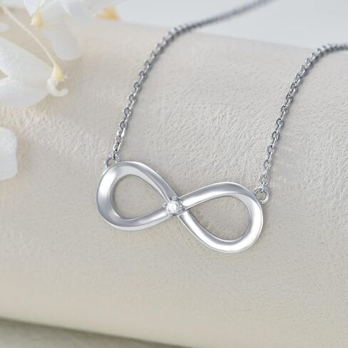 SISGEM Natural Diamond Infinity Necklace S925 Sterling Silver for Women Teen Girls,Dainty Infinity Pendant Necklace 2mm/0.02Ct. Solitaire Diamond Jewelry Gifts for Birthday Anniversary 18+2 inch in Saudi Arabia