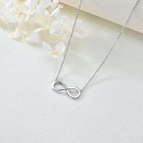 SISGEM Natural Diamond Infinity Necklace S925 Sterling Silver for Women Teen Girls,Dainty Infinity Pendant Necklace 2mm/0.02Ct. Solitaire Diamond Jewelry Gifts for Birthday Anniversary 18+2 inch in Saudi Arabia