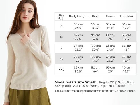 LINY XIN 100% Pure Cashmere Sweater for Women Sexy V Neck Fall Winter Warm Soft Lightweight Long Sleeve Knit Pullover in Kuwait