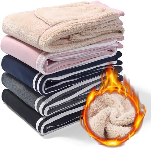 بنطلون رياضي نسائي شتوي مبطن بقماش الشيربا من Aprsfn مع سروال رياضي دافئ برباط in Kuwait