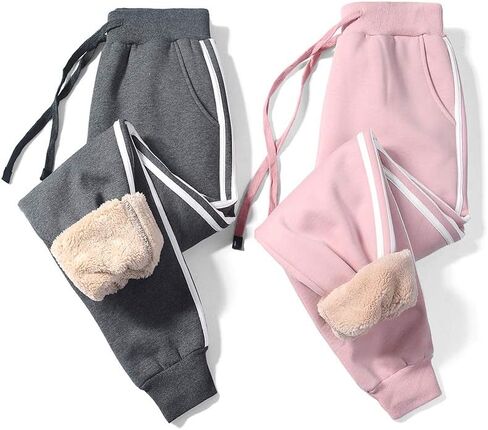 بنطلون رياضي نسائي شتوي مبطن بقماش الشيربا من Aprsfn مع سروال رياضي دافئ برباط in Kuwait